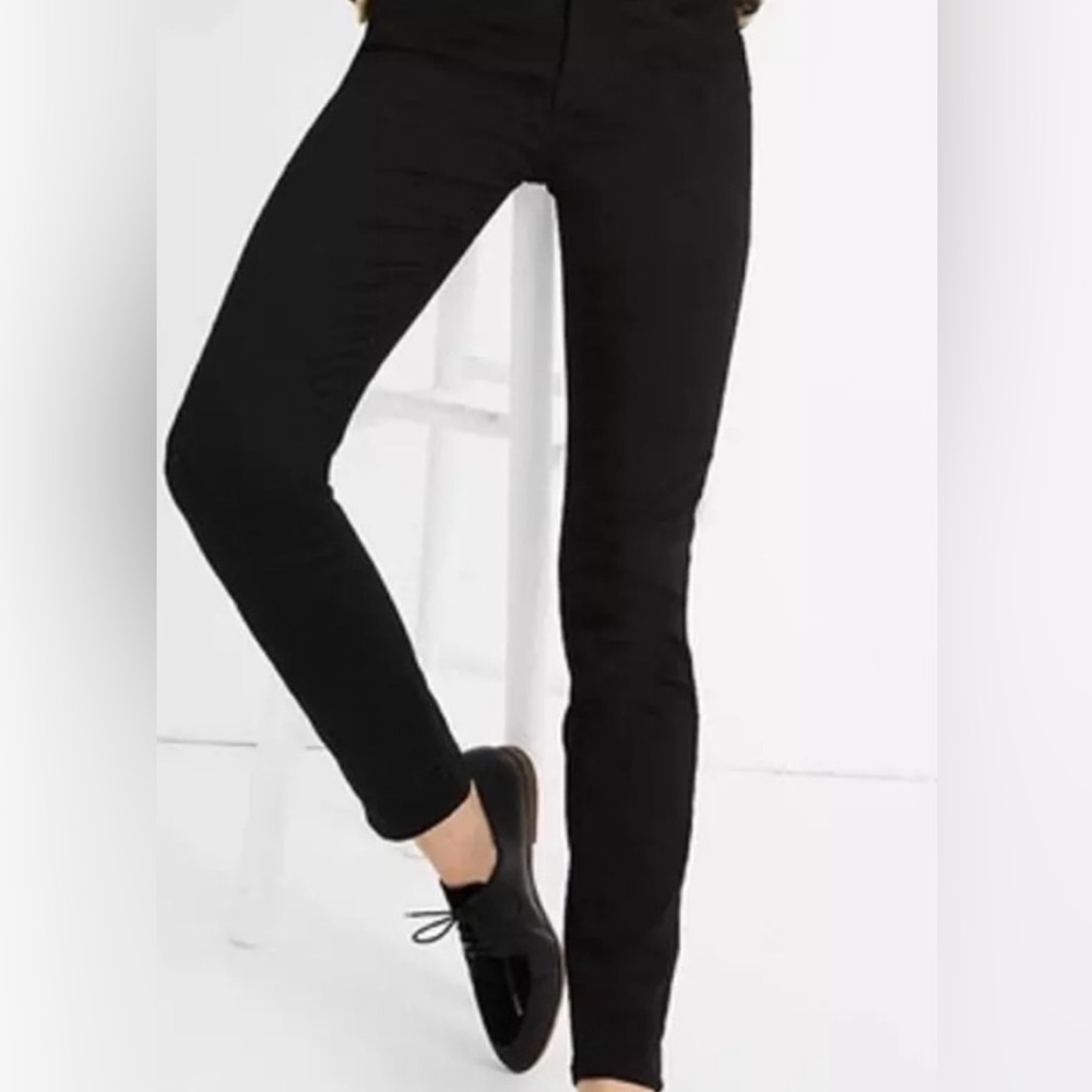 Madewell Midrise Skinny Velvet Tuxedo Stripe Black Jeans Size 27 - Picture 2 of 12
